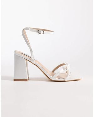 Be Mine Wide Fit Be Mine Bridal Wide Fit Tamara Block Heeled Sandals With Bow Detailing - White