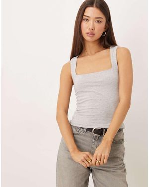 Gina Tricot Square Neck Tank Top - White