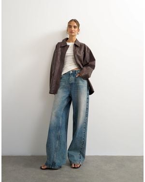 TOPSHOP Faux Leather Cinched Jacket - Blue
