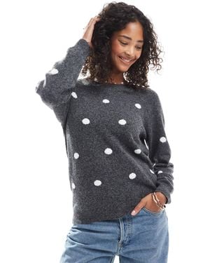 Vero Moda Soft O-neck Jumper With Polka Dot - Blue