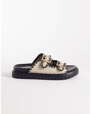SIMMI Simmi London Faron Crochet Double Buckle Sandals - Black