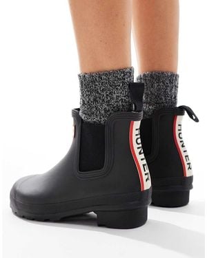 HUNTER Botines Chelsea Negras Tricolor Original De - Negro