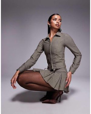 Edikted Lockette Co-Ord Plaid Jacket - Grey