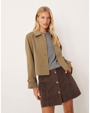 Vila Cropped Trench Coat - Brown