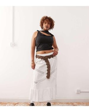 Collusion Plus Broidery Maxi Beach Skirt - White