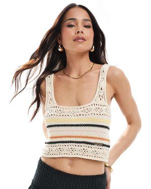 Superdry Lace-Up Crochet Cropped Vest Top - White