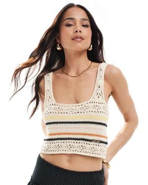 Superdry Lace-Up Crochet Cropped Vest Top - White