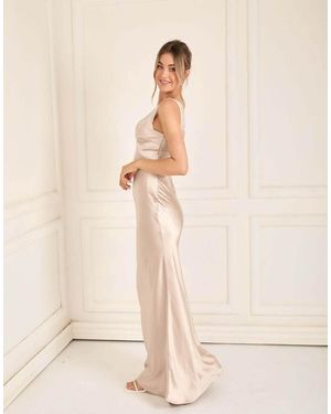 Six Stories Twist Back Satin Bridesmaid Dress - Natural