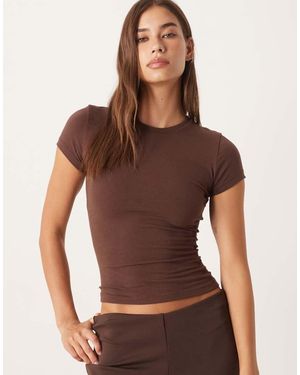 agon® Short Sleeve Crew Neck Bodysuit - Brown