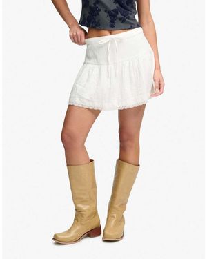Superdry Broderie Trim Mini Skirt - White