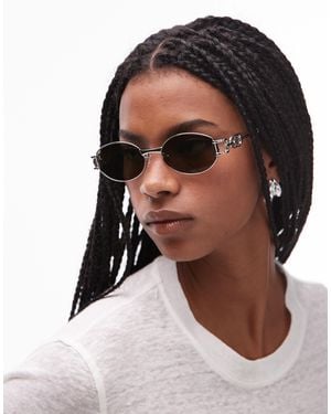 Le Specs The Forbidden Slim Oval Metal Sunglasses - Metallic