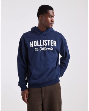 Hollister Sweat à capuche en tissu éponge coupe carrée - marine - Bleu