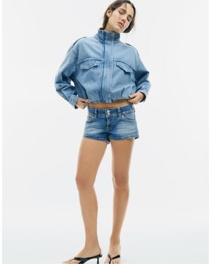 Stradivarius Balloon Denim Jacket - Blue