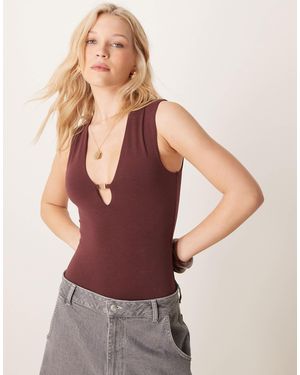 Abercrombie & Fitch Plunge Keyhole Bodysuit - Purple