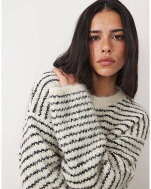 4th & Reckless Wool Mix Textured Wide Sleeve Crew Neck Sweater - Gray