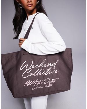 ASOS Weekend Collective Tote Bag With Scribble Embroidery - Purple