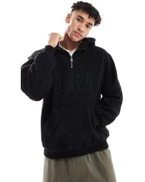 HERA 365 Borg 1/4 Zip Hoodie - Black