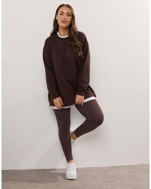 Yours Clothing Cotton Stretch Leggings - Brown