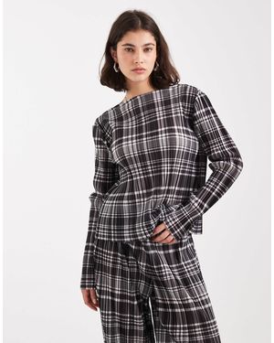 Object Plisse Long Sleeve Top Co-ord - Grey