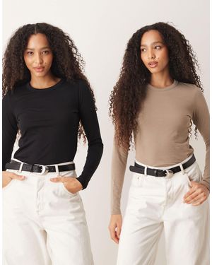 JJXX 2 Pack Long Sleeve Tops - Black