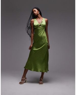 TOPSHOP Twist Front Midi Dress - Green