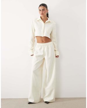 Missy Empire High Waisted Wide Leg Trousers - White
