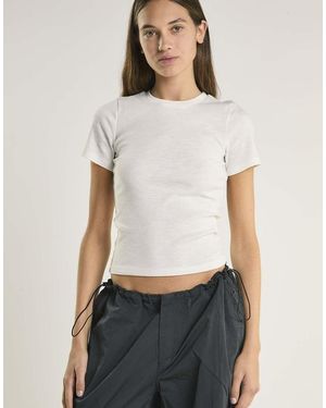 Glamorous Fitted-Short-Sleeve Ribbed-Top - White