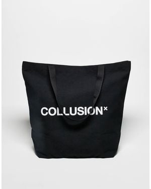 Collusion Large Everyday Tote Bag With Logo - Black