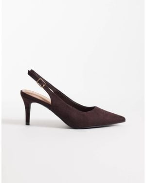 New Look Faux Suede Slingback Heeled Shoe - Brown