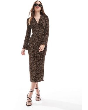 Never Fully Dressed Plisse Midaxi Dress - Brown