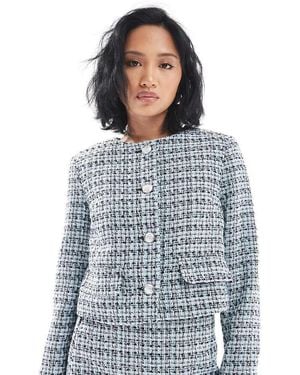 New Look Cropped Boucle Jacket Co-ord - Blue