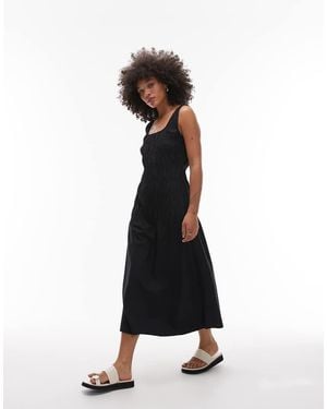 ARKET Vestido Midi Con Cuerpo Fruncido Y Cintura Baja De - Blanco