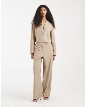 Pieces Tailored High Waisted Wide Leg Pants Co-Ord - Natural