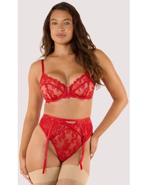 Playful Promises Eva Graphic Embroidery Suspender - Red
