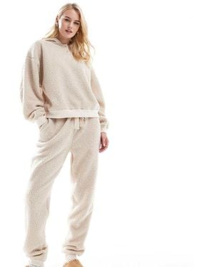 ASOS Asos Design Tall Lounge Borg Oversized Hoodie & Joggers Set - Natural