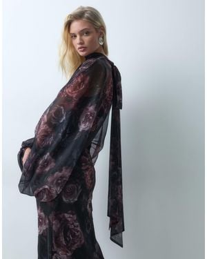 ASOS Blouson Scarf Maxi Dress - Blue