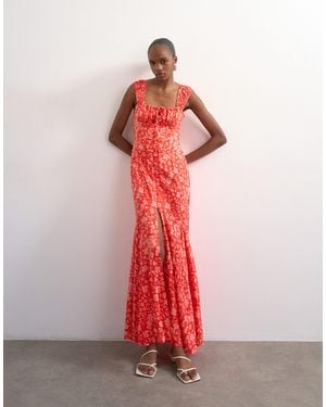 TOPSHOP Button Front Cap Sleeve Maxi Sundress - Pink