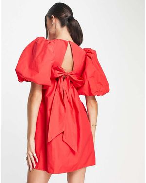 & Other Stories Open Back Volume Mini Dress - Red