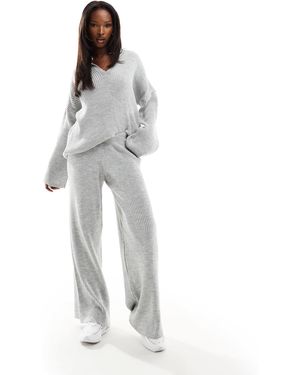 Kaiia Exclusive Knit Wide Leg Pants - White