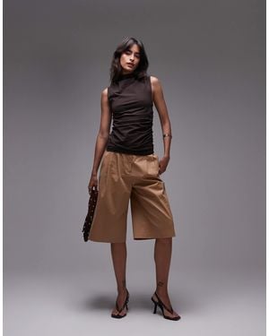 & Other Stories Sleeveless Supersoft Drape Jersey Top With High Neck - Brown