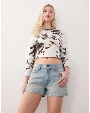 Weekday Low Waist Loose Fit Denim Shorts - Blue