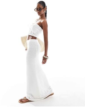 4th & Reckless Knitted Maxi Beach Skirt Co-Ord - White