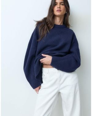 ASOS Curved Sleeve Oversized Sweater - Blue