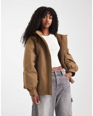 ASOS Cappotto Impermeabile Verde Oliva Oversize Foderato - Multicolore