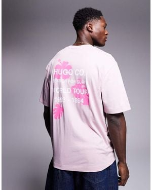 HUGO Camiseta Rosa Con Estampado En El Pecho De