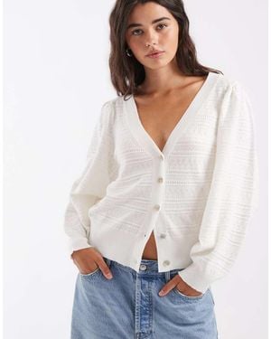 ASOS Gebreid Pointelle Vest Met Ballonmouwen - Wit