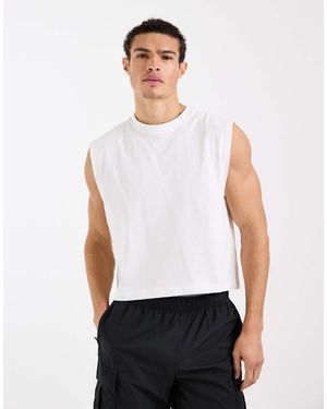 4505 Cotton Cropped Lifting Tank With Quick Dry Finish - White