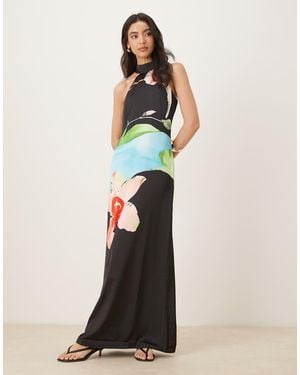 JW PEI Halter Neck Satin Maxi Dress - White