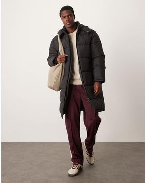 New Look – lang geschnittene steppjacke - Schwarz