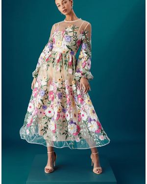 Coast Muse Long Sleeve Embroidered Maxi Dress - Green
